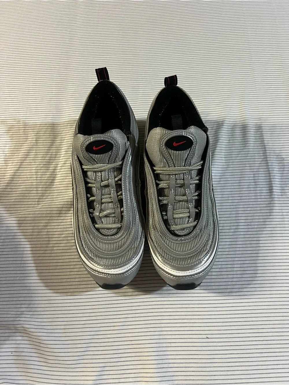 Nike Men’s Silver, Black & Red Air Max-Style Sneakers
